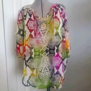 Multicolor snakeskin dolman blouse